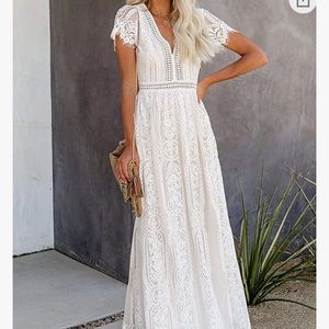 BRAND NEW Boho white lace maxi dress